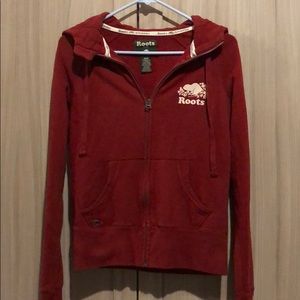 Roots Canada Red Hooded Zip-up Sweatshirt